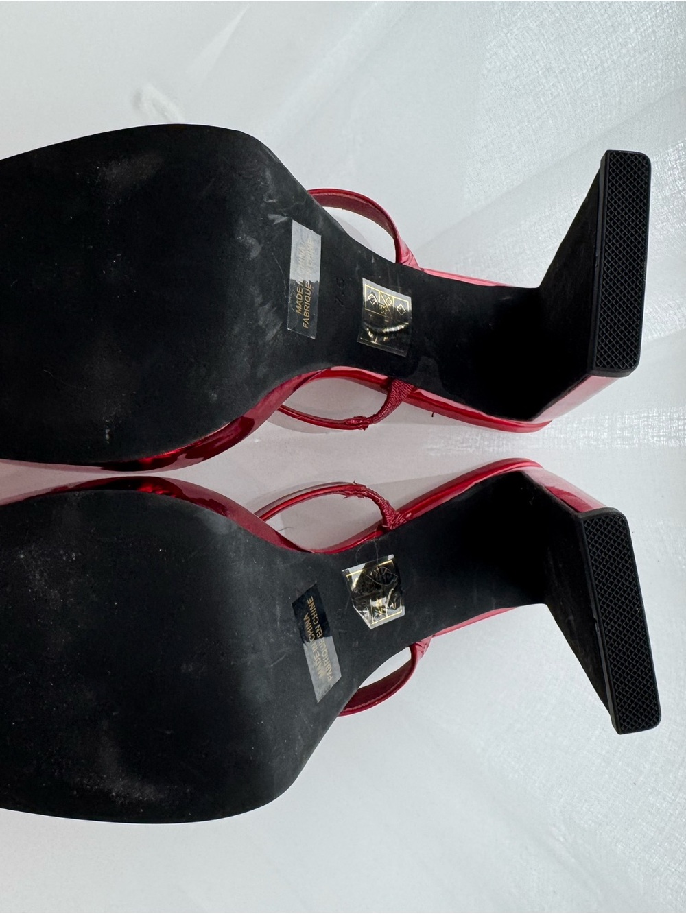 NWOT Jeffrey Campbell Glossy Red Square-Toe Double-Strap Heels - Picture 5 of 5